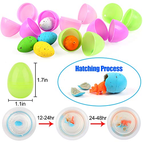 Sizonjoy Toys Filled Easter Eggs, Prefilled Surprise Eggs with Small Dinosaur Toys Inside for Easter Hunt Event, Basket Stuffers Fillers and School Classroom Prize for Kids