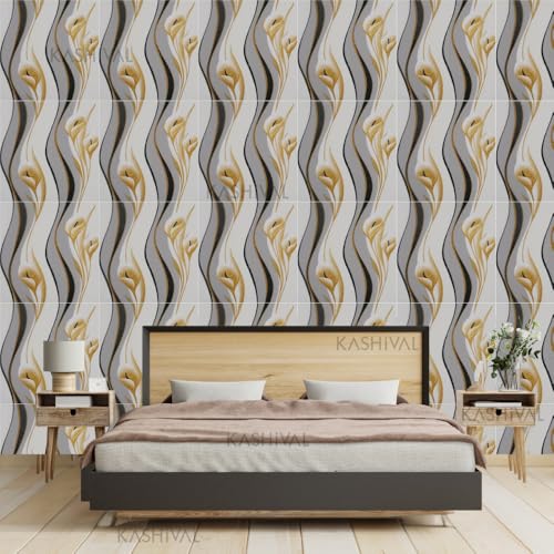 Image of KASHIVAL Self-Adhesive Waterproof PE Foam 3D Wall Panels Wallpaper Sticker for Bathroom, Living Room, Hotel and Home Decoration (70 x 70cm, Appx. 5.3Sq Feet) (JD Black Flower)