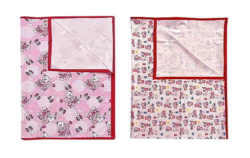 Image of EcoSoft Plastic Sheet,PVC Sheet for Kids,Rubber Sheet for Babies,Bed Wetting Protector(90 x 135 cm) (Pink Bear & Pink BB)