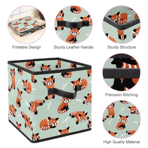 Organisateur placard chambre boîte de rangement pliable tissu panda rouge - 5