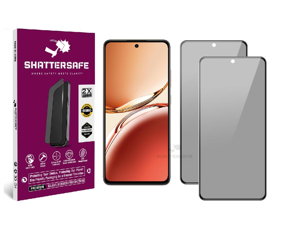 Image of Anti-Spy Privacy Tempered Glass Compatible For Oppo F27 5G [Pack of 2]. 9H Hardness, Anti-Scratch, Edge-to-Edge Protection With Easy Installation Kit & Case Friendly Fit.