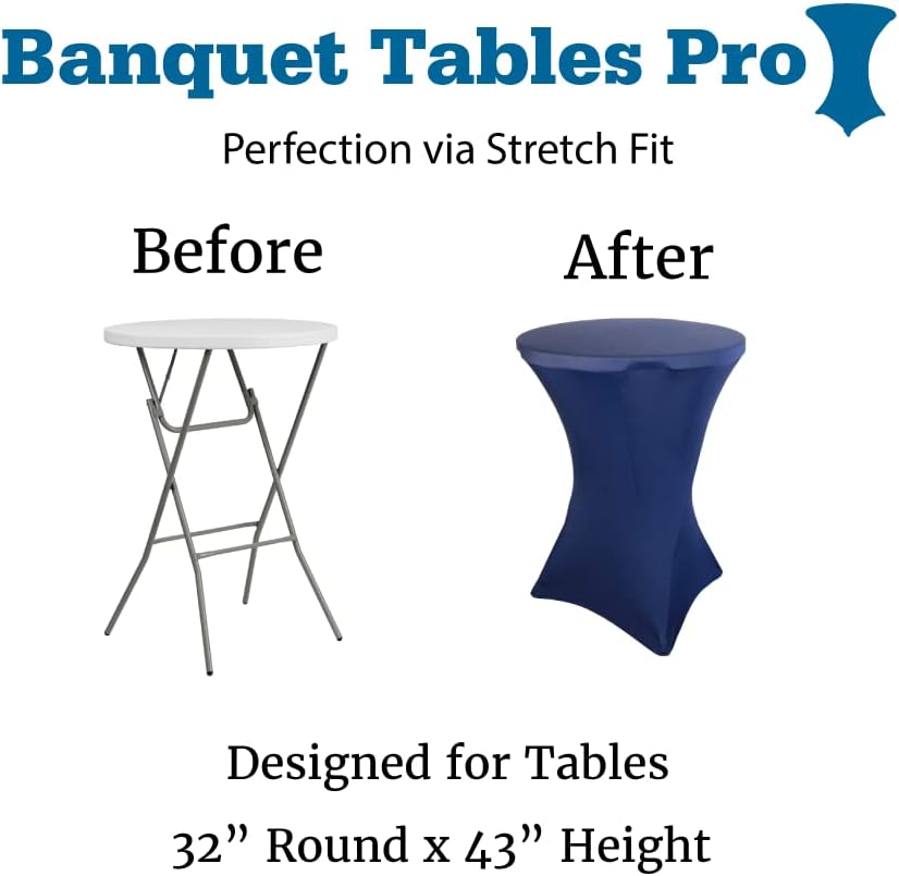 Miniatura 3 de Paquete de 4 manteles ajustables de elastano de 32 pulgadas x 43 pulgadas de alto para mesas plegables de altura de barra (4, azul marino)