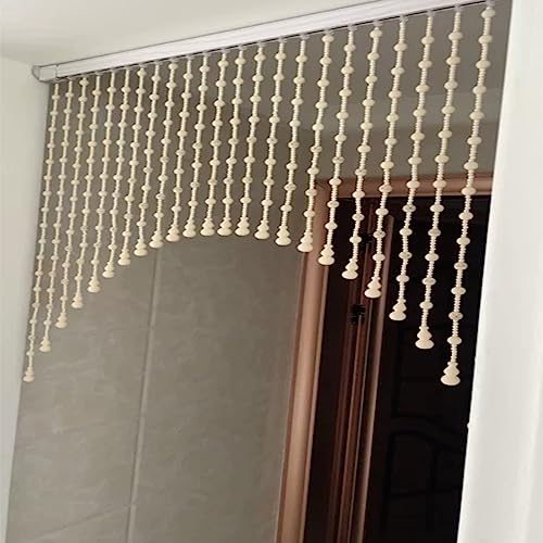 Cortinas de cuentas de madera natural en color B para pasillos y puertas 7