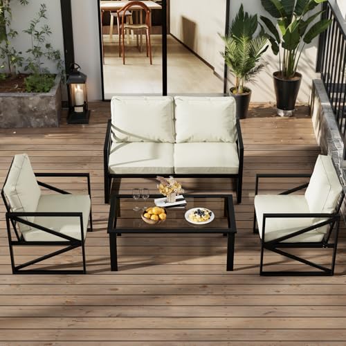 Pakasept TTAB027 Patio Furniture Set, 4 Pieces Aluminum Outdoor Furniture Patio Couch Conversation Sets thumb #8