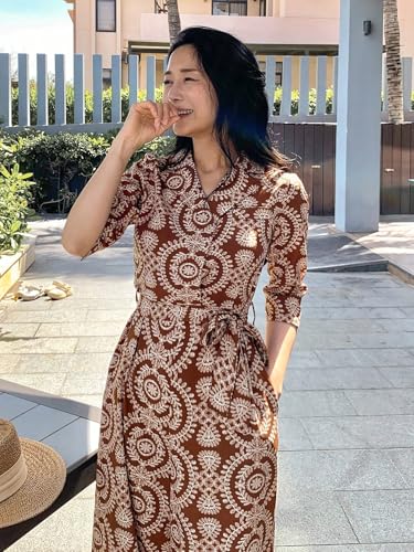 Image of LITZO Dress for Women | Long Rayon Dress for Women's | Floral Wide Leg Long Jumpsuit with Pockets | Regular Jumpsuit for Women (134-136)
