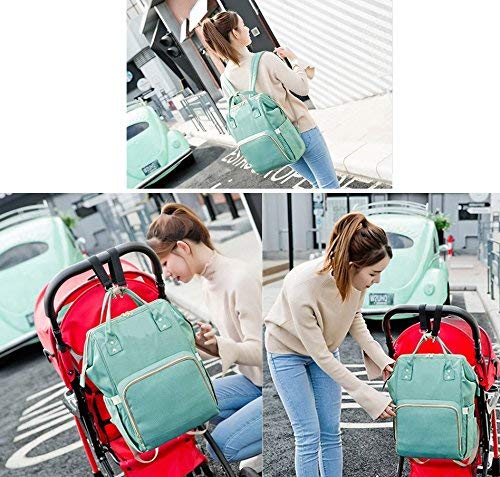 Ineffable Large Capacity Mother Bag, Diaper Back Pack with Insulated Bottle Storage, Easy Reach Pack Pocket (Sea Green) 2