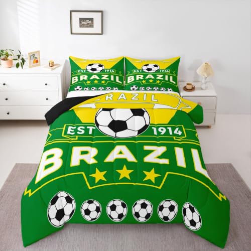 Image of Feelyou Football Soccer Comforter Set King Size Bedding Set