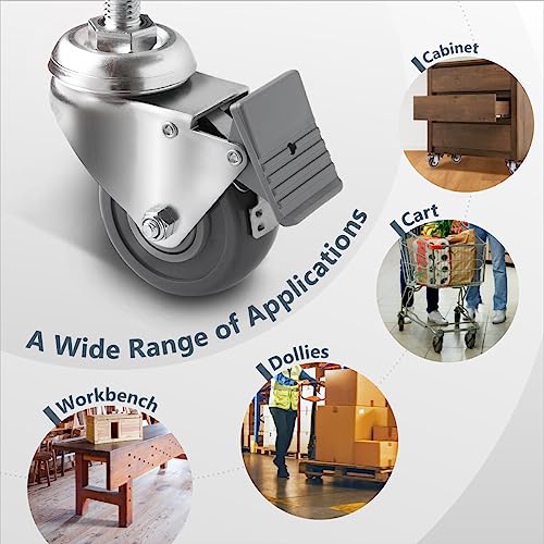 Powertec 17202 2-1/2 Inch Threaded Stem Caster Wheels Set Of 4 thumb #5