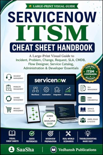 ServiceNow ITSM Cheat Sheet Handbook: A Large-Print Visual Guide to Incident, Problem, Change, Request, SLA, CMDB, Flow Designer, Service Catalog, ... ... (ServiceNow Professional Series Book 1)