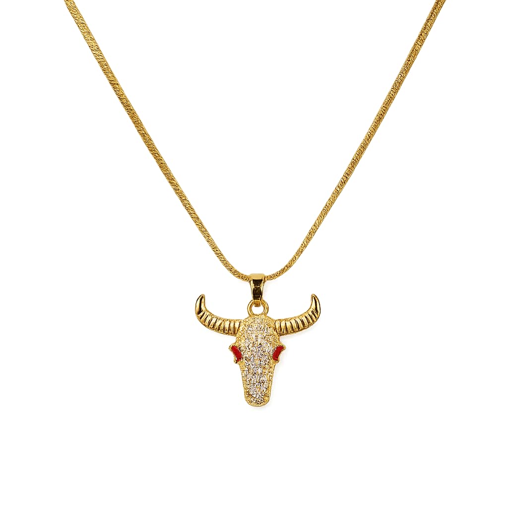 Guardian Bull Crystal Pendant Necklace | Gold Tone Plated Stainless Steel | Natural Pyrite Crystal | Velore Snake Chain 45 cm | Anti Tarnish | Unisex-image-17