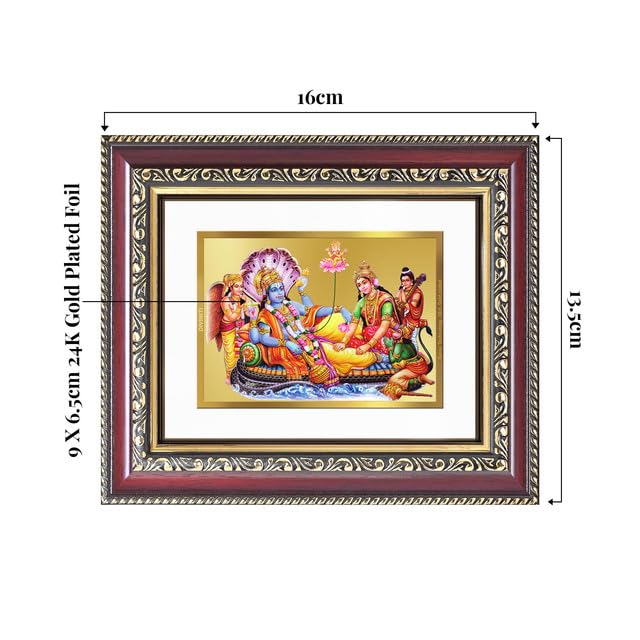 Image of DIVINITI Lakshmi Vishnu Ananta 24K Gold Plated Foil Wall and Tabletop Photo Frame for Home Decor, Puja Room, Luxury Gifting | DG Frame 105 S1 (16x13.5 CM)