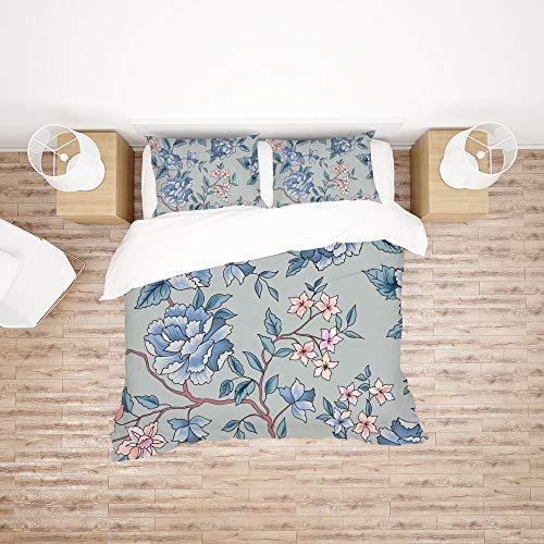 Housse de couette fleurs bleues en polyester doux pour couchage Long Twin - 3