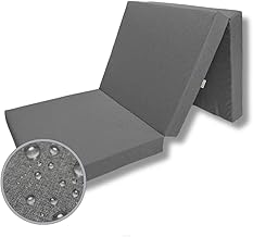 FORTISLINE Folding Mattress 180 x 65 x 7 cm - 3-Piece Folding Mattress as Guest Mattress, Camping Mattress and Caravan Mattress, Water-Repellent Outdoor Cover, Removable Cover, Oeko-Tex Standard 100