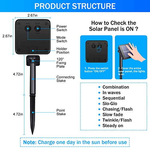 Potive Solar Rope Lights Outdoor Waterproof, 33Ft 100 Led Solar Rope Lights With 8 Modes, Blue Rope Lights For Outside Fence Patio Pool Garden Trampoline Deck Decor (2 Pack) #TOP6