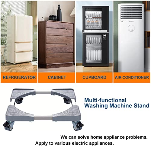 Fridge Stand Mobile Base With 4 Locking Wheels Hqo Lovl 21.6”-29.5” Adjustable Furniture Dolly For Washer Dryer Washing Machine Stand Pedestal, Refrigerator Stand (Yk15) #TOP5