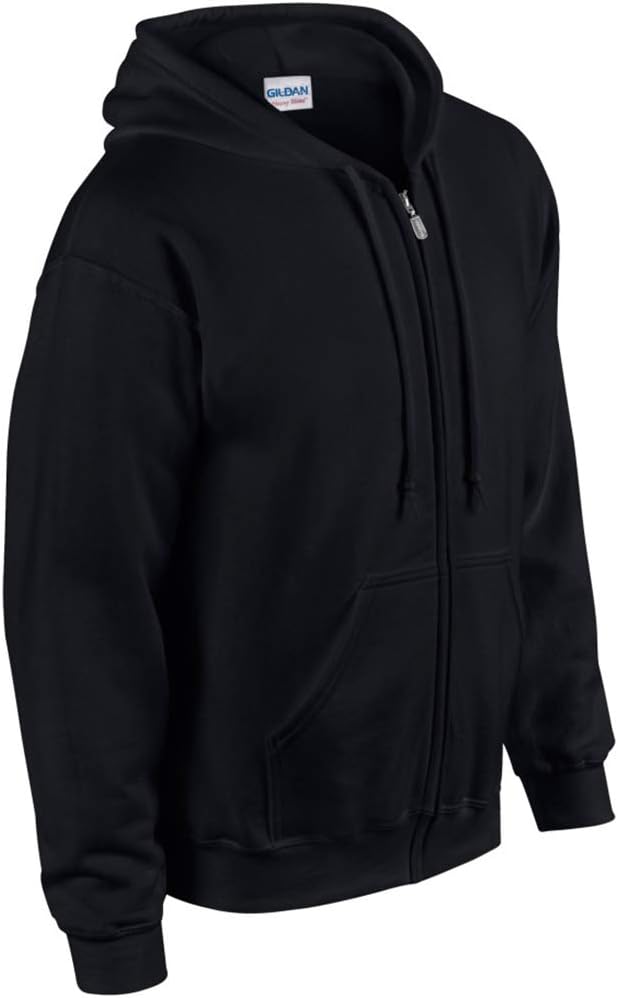 Gildan Heavy Blend Unisex Adult Full Zip Hooded Sweatshirt Top (XL) (Black) - Image 5