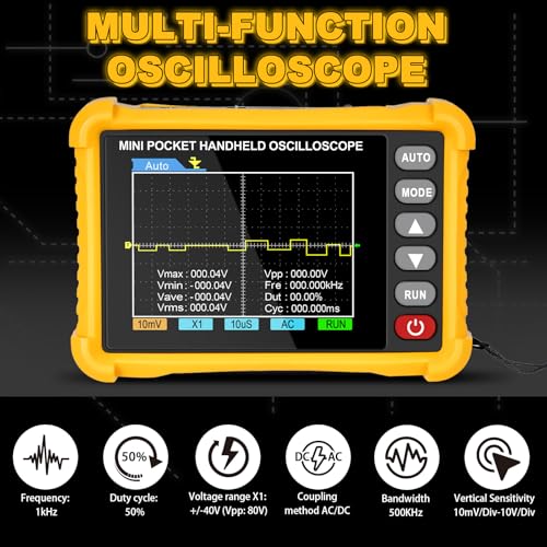 Oszilloskop Handheld AP-500K 2,8“ TFT Digital Oszilloskop Tragbares Oszilloskop für die Automobilindustrie, 2,5MS/s hohe Abtastrate, 500KHz Bandbreite, Triggerfunktion Auto/Nomal/Einzel