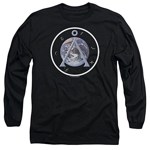 Stargate SG-1 Sci-Fi Television Series Earth Emblem Adult Long Sleeve T-Shirt Black