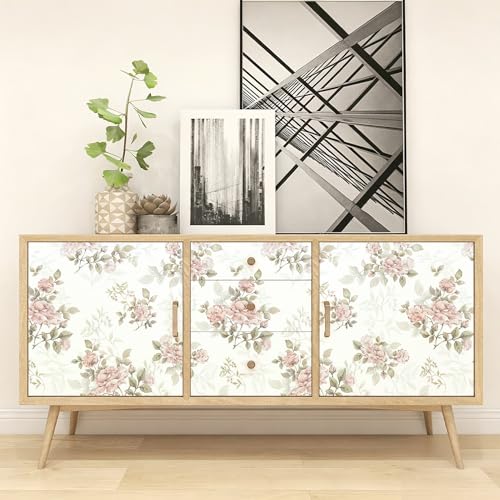 Willowix Floral Peel and Stick Wallpaper Pink Rose Wallpaper Floral Contact Paper 16.9in×118in Vintage Flower Wall Paper Flower Removable Self Adhesive Waterproof for Bedroom Cabinets Decoration Vinyl — view 5