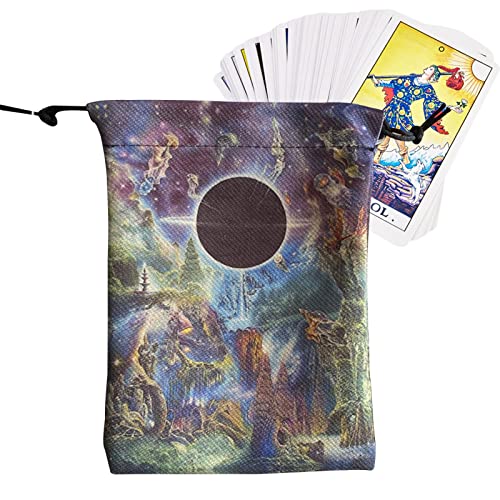 YTGER 2 Pcs Trousse de Tarot - Sac de Rune de dés de Carte de Tarot de Roman - 5.12x7.09 Pouces Cordon de Rangement Seau Sac Party Treat Sacs pour Halloween Noël Cover