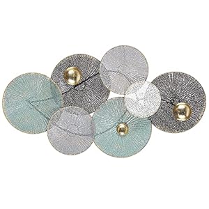 Decoración de pared multicolor de metal 49 x 91 cm círculos estilo oriental coastal Polonium