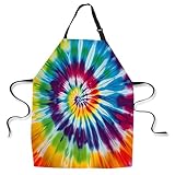 afidomu Kitchen Cooking Apron Tie Dye Abstract Art Colorful Apron Home Baking Chef Apron Waterproof For Women Men 31X27 Inches