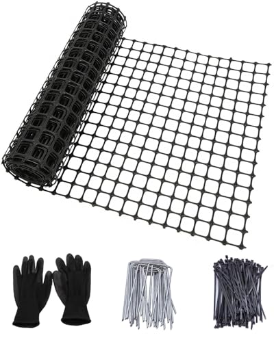 Plastic Chicken Wire Mesh Fence Roll - Black 16IN * 33FT Multi-Use Garden & Poultry Netting Animal Barrier for Pets Plants Patio Balcony Snow Fencing & Temporary Indoor and Outdoor Use