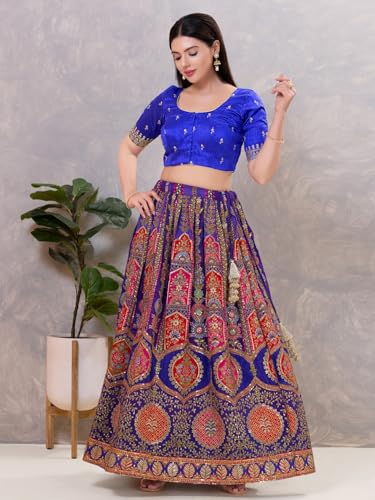 Image of Vamas Women's Silk Padded Self Design Half Sleeve Readymade Saree Blouse (X-1166.ELB)