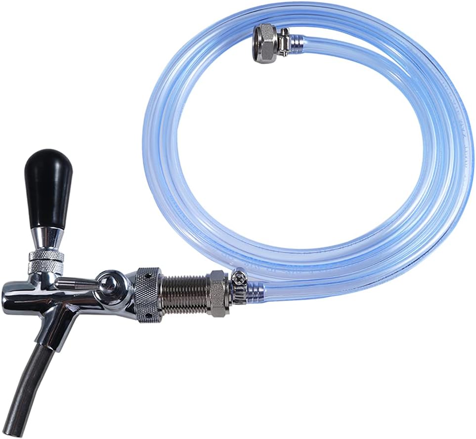 Draft Beer Line with Connectors - LUCKEG Brand Food Grade 3/16" Beer Hose, 5ft Length with Hex Nuts Both Ends, 2 PCS Screw Clamp Free for Homebrewing