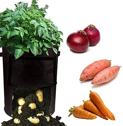 Gemgo 2 Pack Potato Grow Bag, 33 L/9 Gallon Aeration Waterproof Fabric Sweet Potato Planter,Window Vegetable Peanut Growing Box Bucket Pot For Nursery Garden (9 Gallon, Black) #TOP7