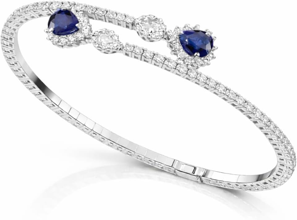 3.00 Ctw Pear Cut Blue Sapphire Womens Wedding 7 Inch Tennis Bracelet 14k White Gold Finish 925 Sterling Silver