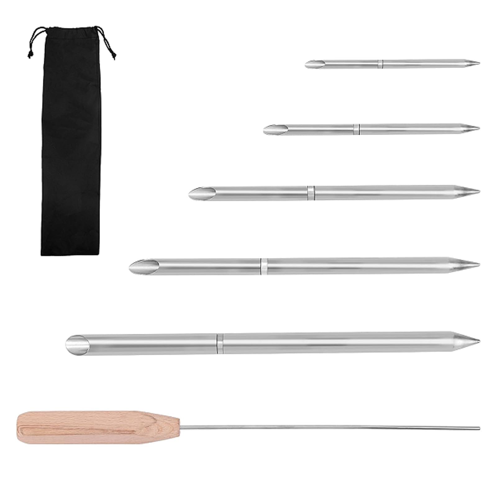 CISSIYOG 7-Piece Rope Splicing Tool Set, 6-In-1 Stainless Steel Fid Tools for 1/2" 1/4" 5/16" 3/8" 7/16" with Pusher and Storage Bag for Braided Rope Connections