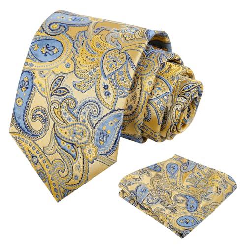 Image of Alizeal Mens 3.15'' Vintage Paisley Tie Pocket Square Set | Elegant Perfect for Banquet Wedding and Party