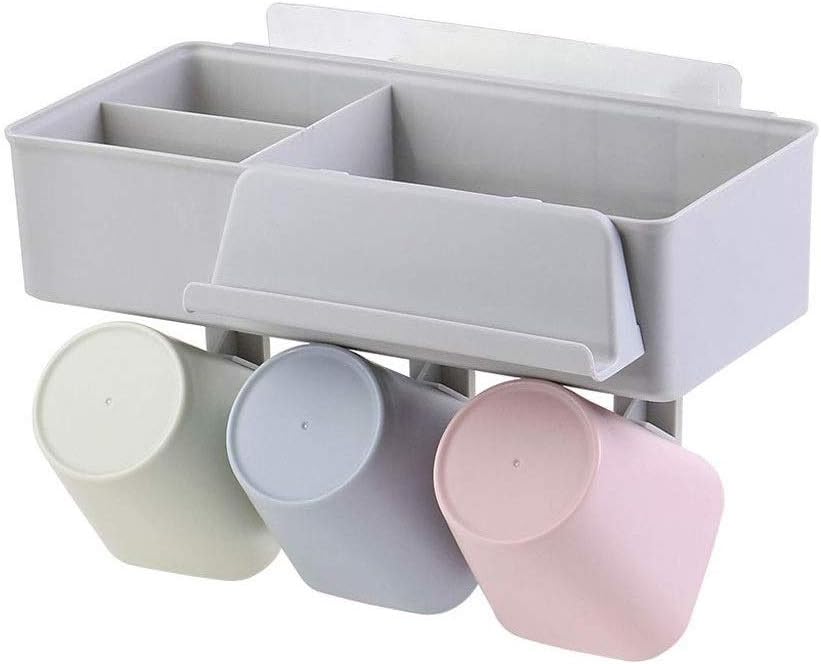 Toothbrush Holder Wall Mounted Design Dustproof and Waterproof Organizer Set for Family Bathroom