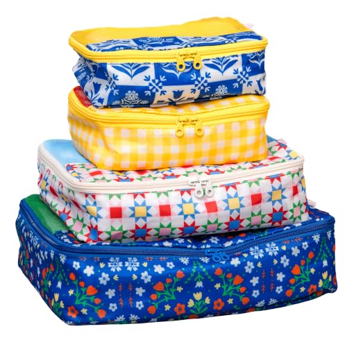 bando-Packing-Cubes-Set-Blue-Scandinavian-Floral-4-Pieces ban.do Packing Cubes Set, Blue Scandinavian Floral, 4 Pieces - Image 1
