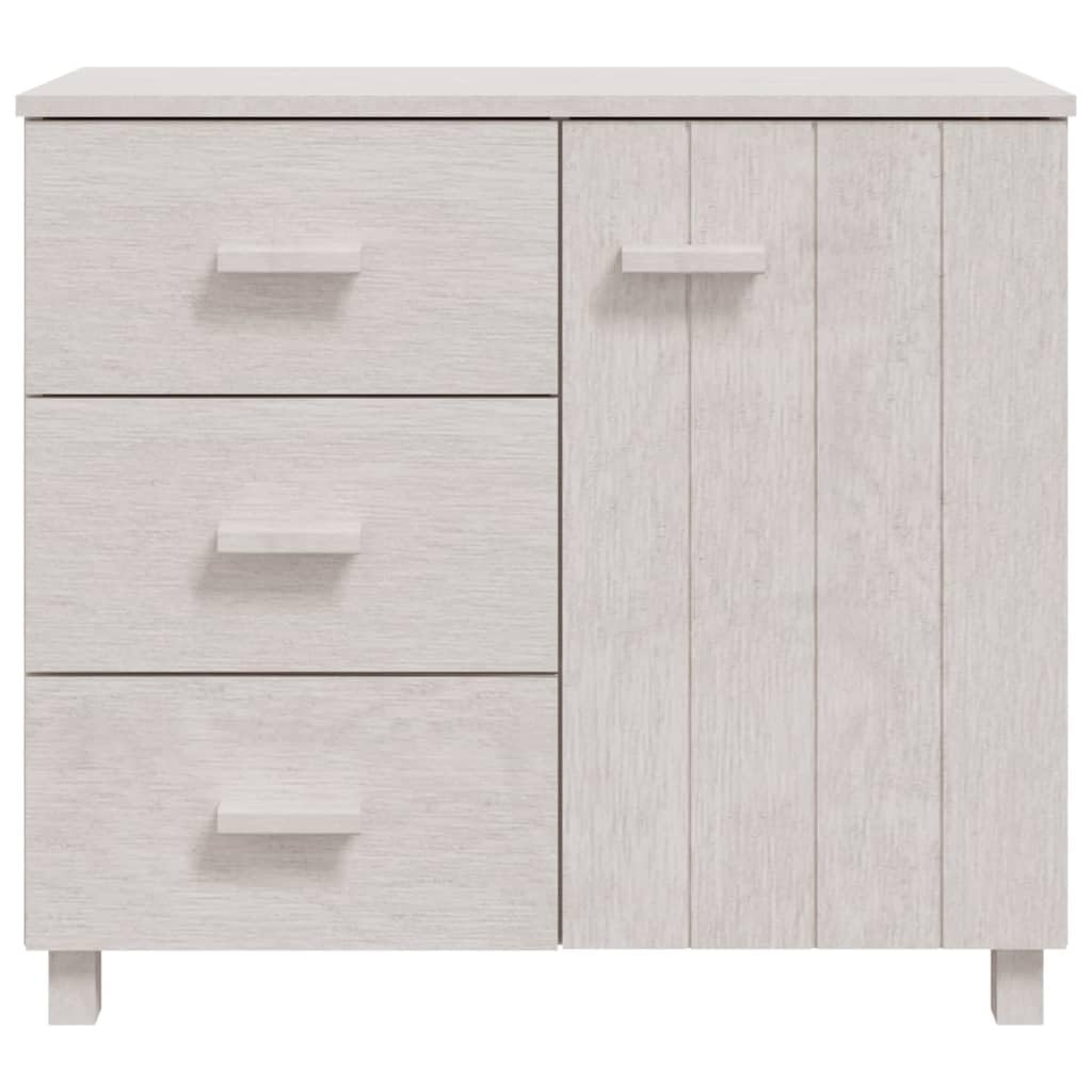 Kredens biały z litego drewna sosnowego, 90 x 40 x 80 cm, z drzwiami i 3 szufladami, schowek do salonu, korytarza, sypialni, praktyczna komoda z drewnianymi uchwytami i półką