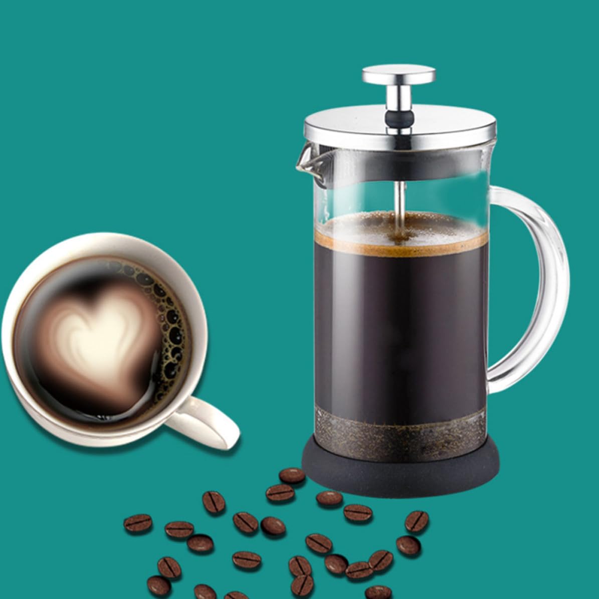 SHINEOFI Acier Inoxydable Cafetière à Piston Noir 1000ml en Verre