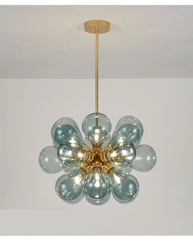 Lustre moderne à LED bleu et noir au design architectural chic