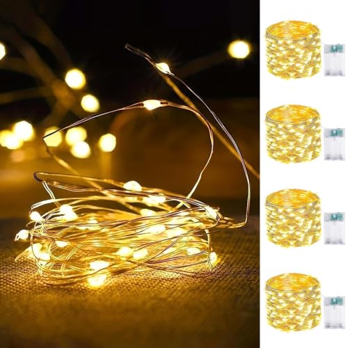 4 Pack Fairy Lights Battery Operated 16FT 50 LED String Lights Warm White