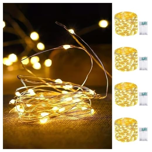 4-Pack Fairy Lights Battery Operated with Timer, Waterproof 16FT 50 LED String Lights Indoor Outdoor, Cuttable Starry Fairy Lights for Home Bedroom Classroom Dorm Wedding Christmas Decor (Warm White)