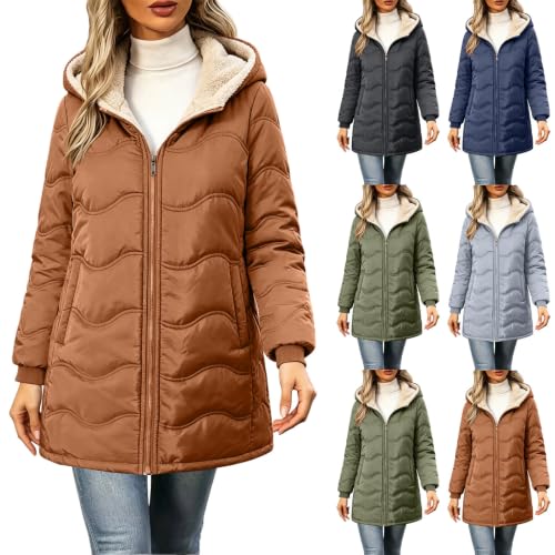 Puffer Coats for Women with Hood Warm Fleece Lined Jackets Winter Outerwear - image 1
