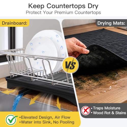 Image of JASIWAY in Sink Dish Drying Rack with Drainboard and Utensil Holder