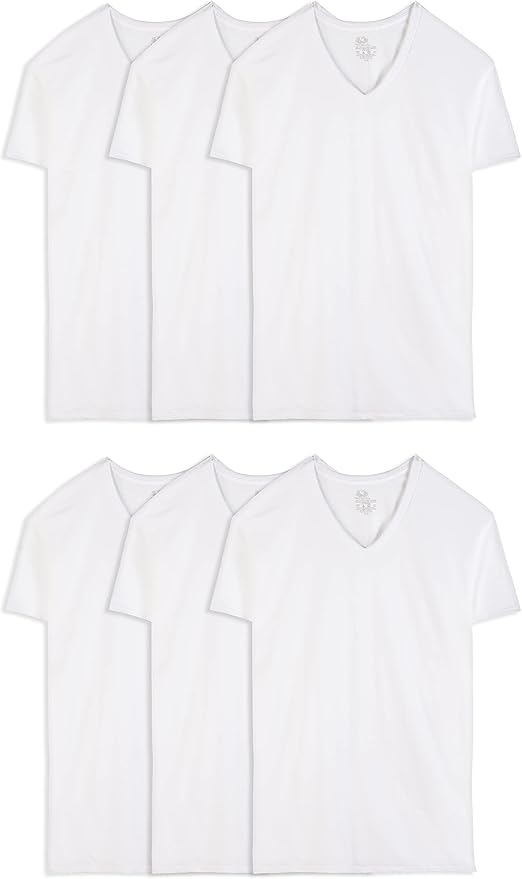 Fruit of The Loom Men's V-Neck Undershirts, Moisture Wicking & Tag Free, Also Available in Tall Sizes