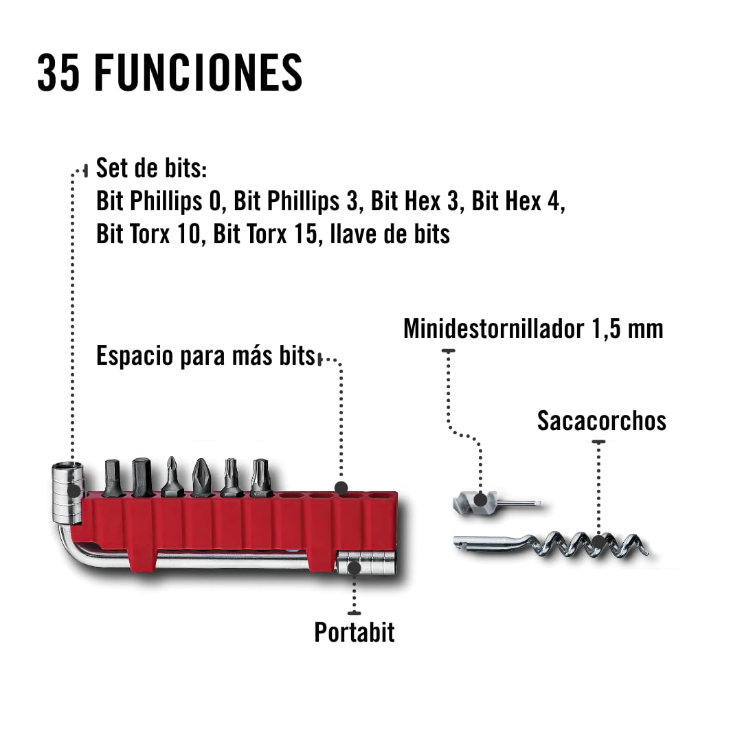 Victorinox Herramienta multifunción Swiss Tool Spirit X Plus, 35 funciones, Hecha en Suiza, multiherramienta con hoja bloqueable, incl. estuche de piel, color plata