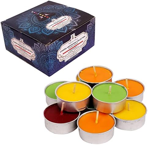 Chakra Candles Meditation Candles Manifestation Candle Scented Tea Lights Candles - Scented Candles Set of 64 - Sandalwood, Patchouli, Frankincense Myrrh, Ylang Ylang - Relaxation & Chakra Balancing