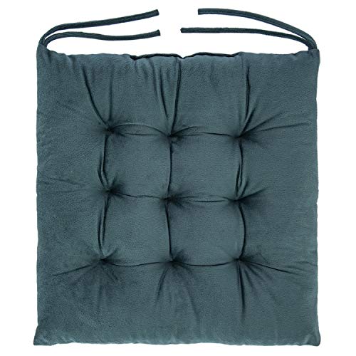 Wonder Miracle 4 Pack Seat Cushion/Chair Cushion Pads For Dining Chairs, Office Chair, Car, Floor, Outdoor, Patio，Machine Wash & Dryer Friendly (Flannel 16"×16", Dark Greenish) #TOP1