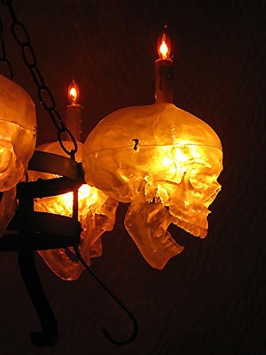 Skull/Metal Chandelier with Five Clear Skulls