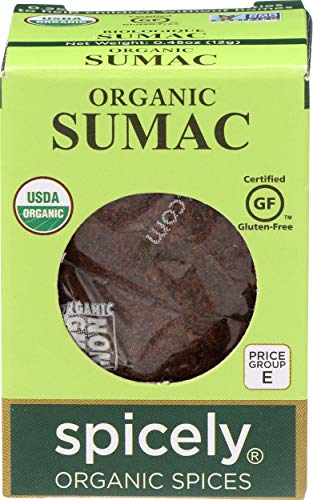 Organic Sumac Ground Spice from Spicely - Certified Gluten Free in Eco-Friendly Box