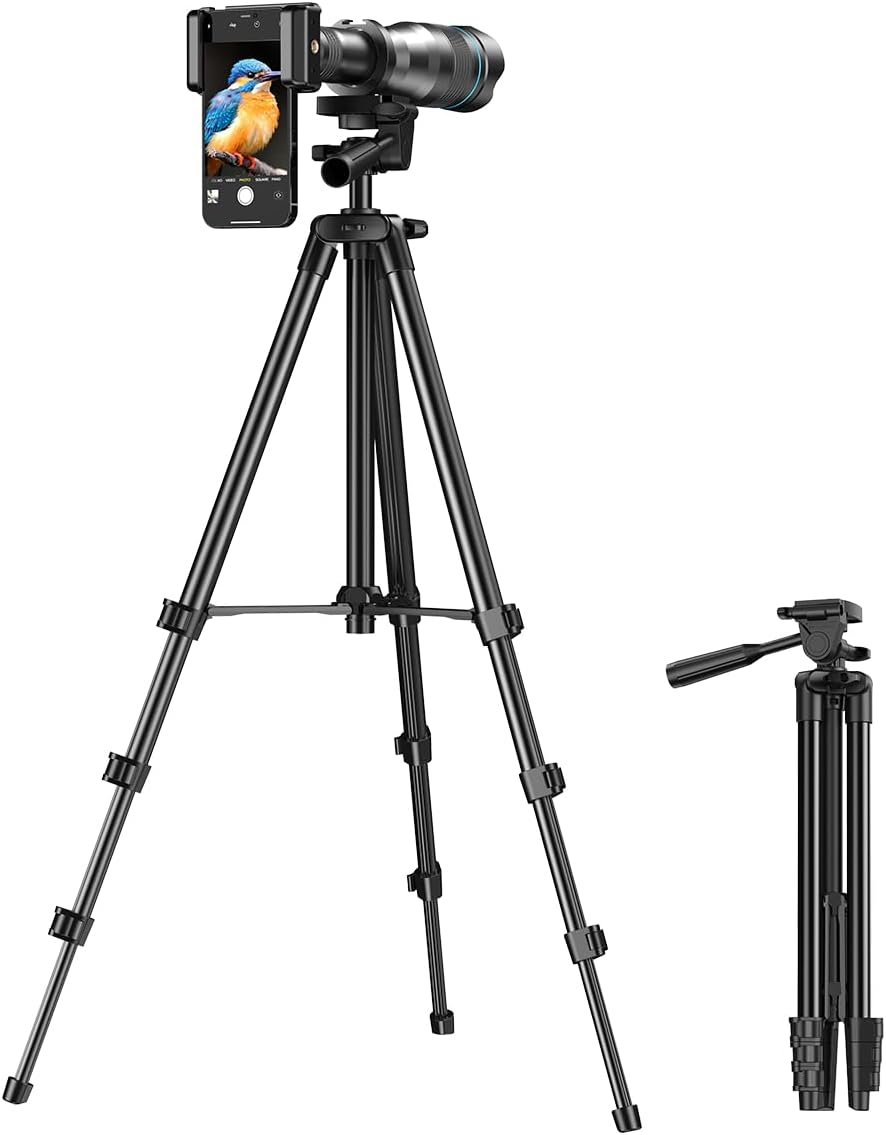 APEXEL High Power 60X HD Telephoto Lens, High Power Telephoto Mobile Cell Phone Lens with Extension Tripod and Wireless Remote for iPhone 15 Pro/14 Pro/13 Pro, Samsung and Most Smartphone.