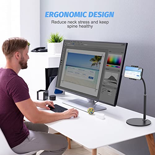 Image of SHAWE Cell Phone Stand Holder, 360Flexible Adjustable Desktop Phone Stand with Stable Base, Lazy Desk Mount for iPhone 14 13 12 11 Pro Xs Max XR X 8 7 6 6s Plus Samsung S22 S21 (3.5-6.5).